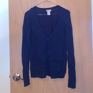 Cardigan, button down, lightweight, navy blue. Essential closet piece